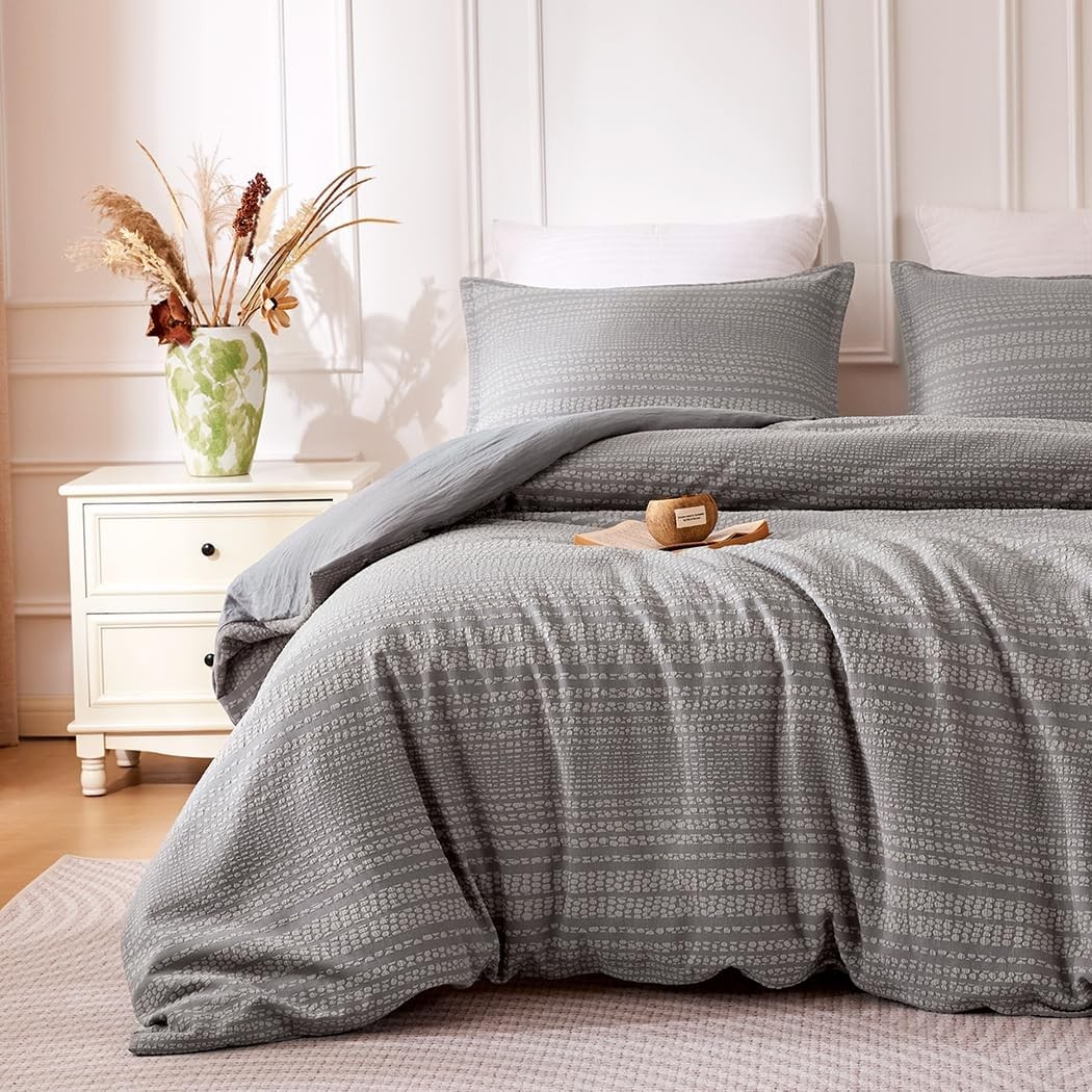SLEEP ZONE Striped Duvet Cover Set Queen Size, 3 Pieces Boho Bedding Set for All gallery