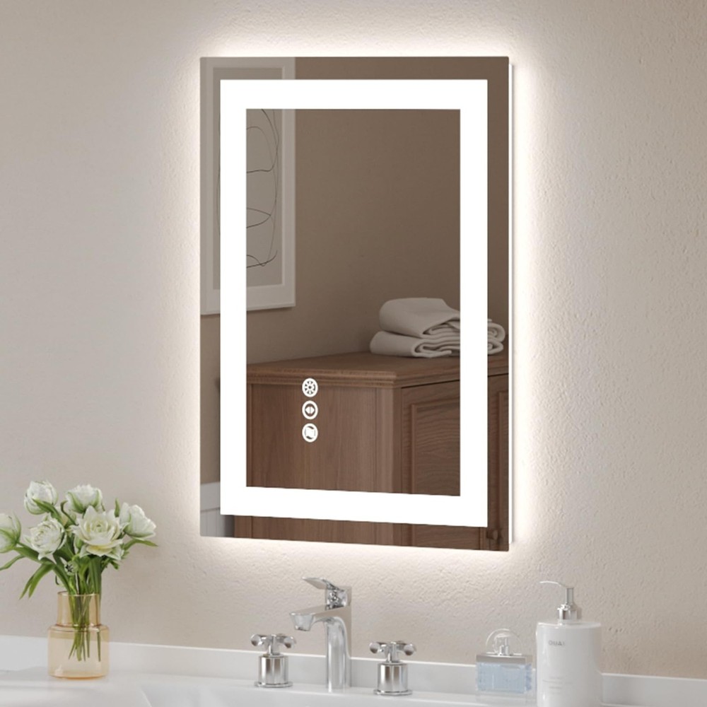 20”x28” LED Bathroom Mirror Lighted Lighted Vanity Mirror, Horizontal & Vertical