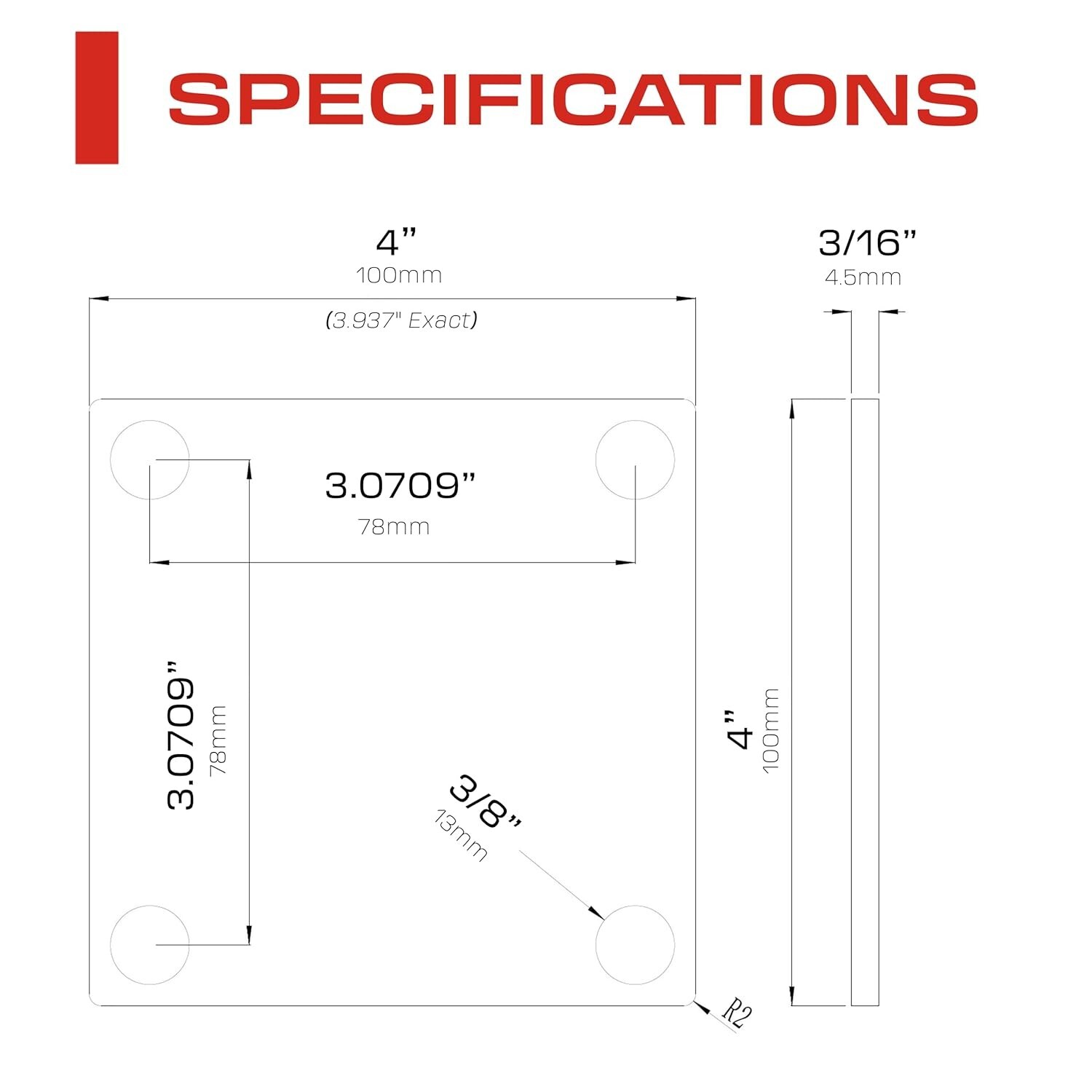 4x4" Weldable Square Steel Metal Base Plate, 3/16" Thick 4.5mm -Heavy Duty 10 Pk gallery