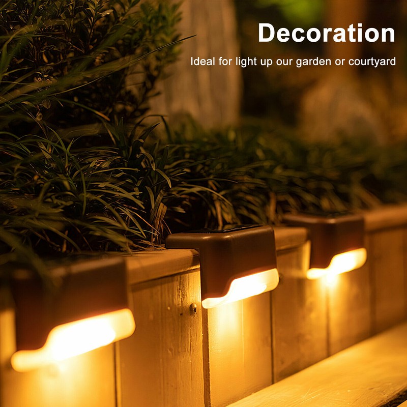 8 Pack New Solar Deck Lights Outdoor Waterproof LED Steps Lamps For Stairs Fence gallery