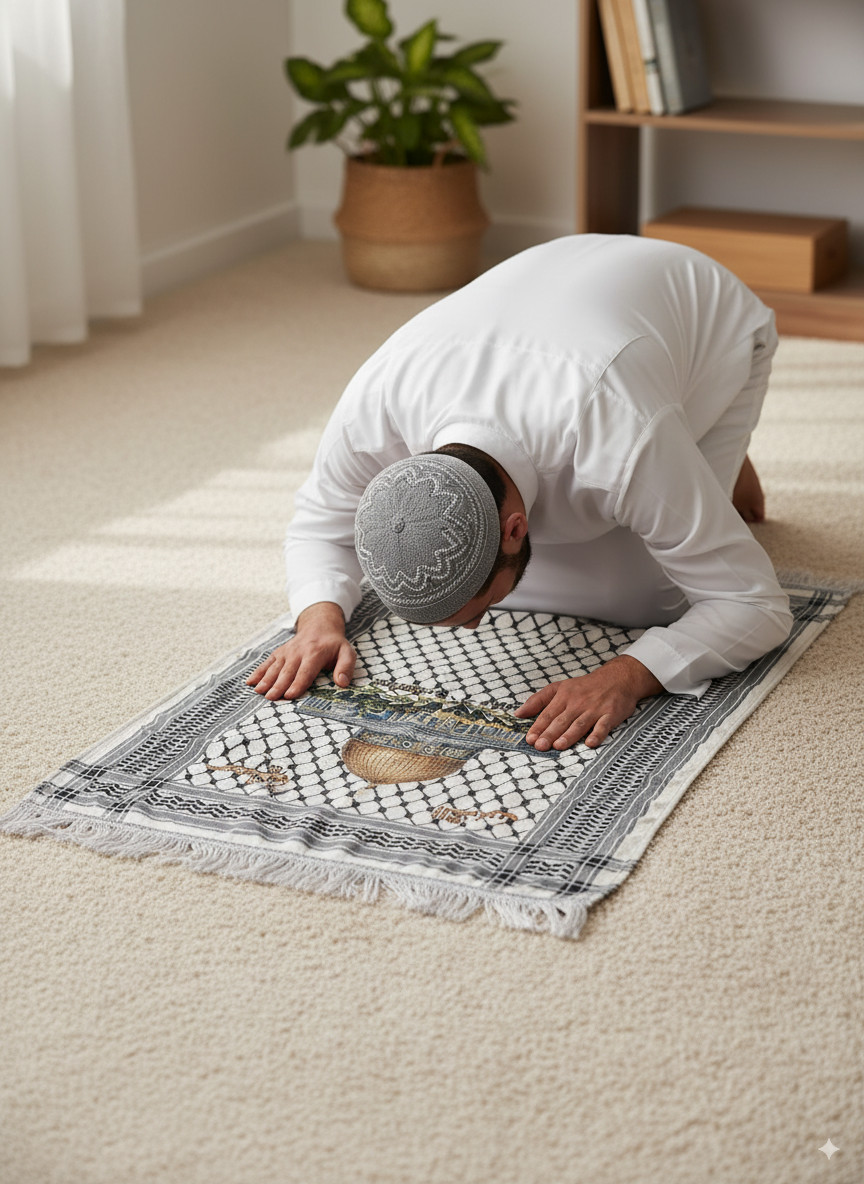 Traditional Palestinian Keffiyeh-Style Prayer Rug - Palestine Art gallery