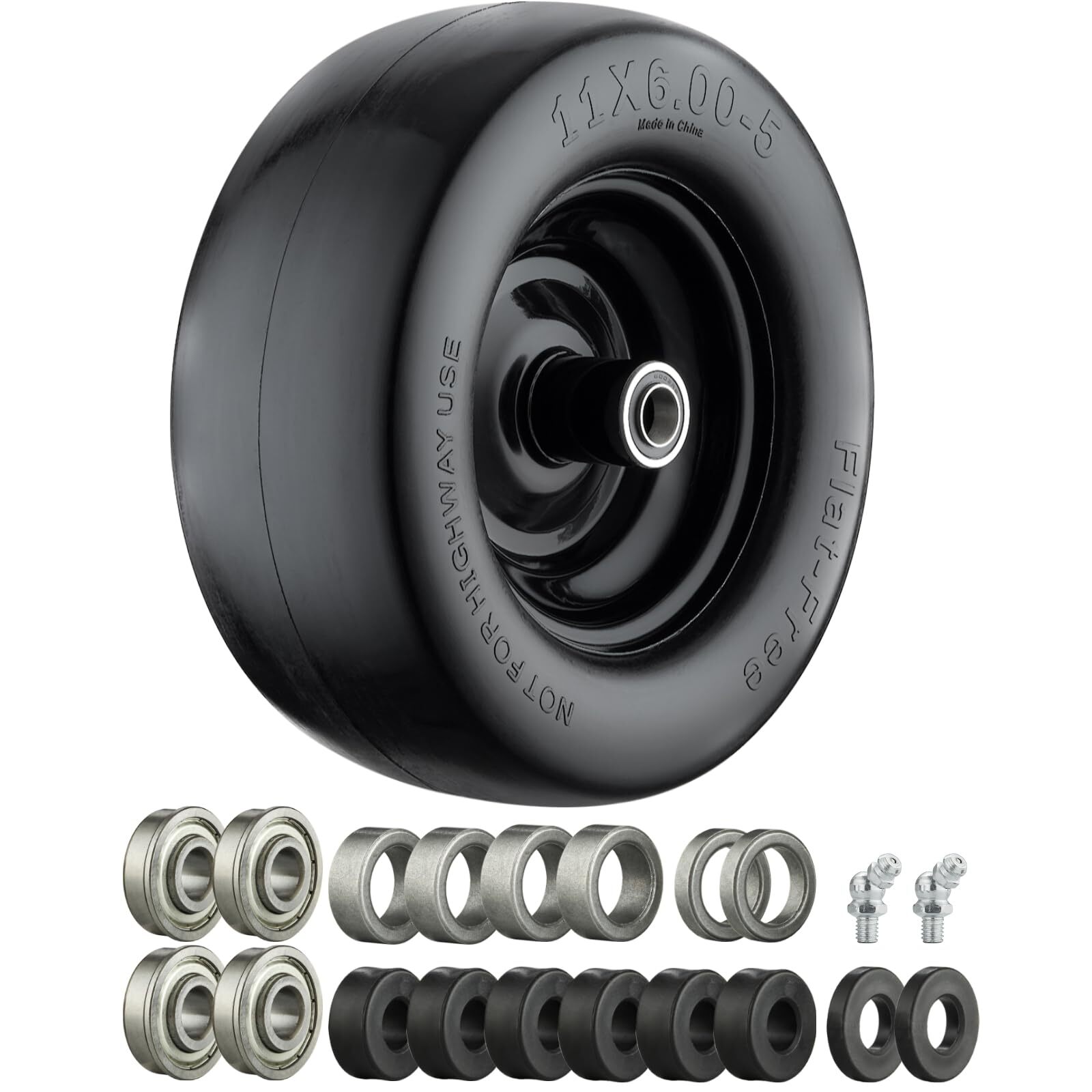 11x6.00-5 Flat Free Tire for Zero Turn Mower 400lbs Load Pack of 1 gallery