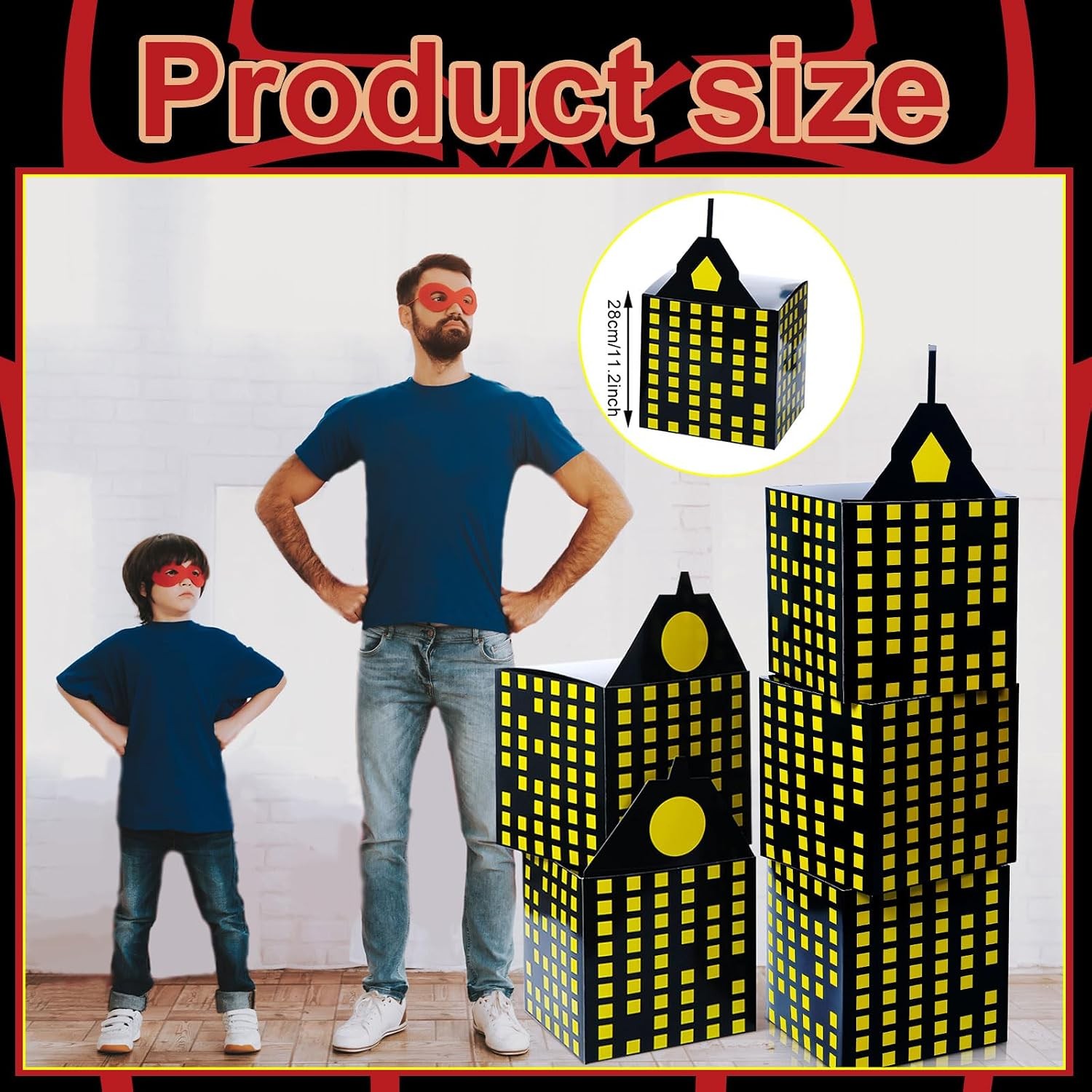 6 Pcs Large Hero Party Decoration 11 Inch Hero Boxes Skyscraper City Box Gift gallery