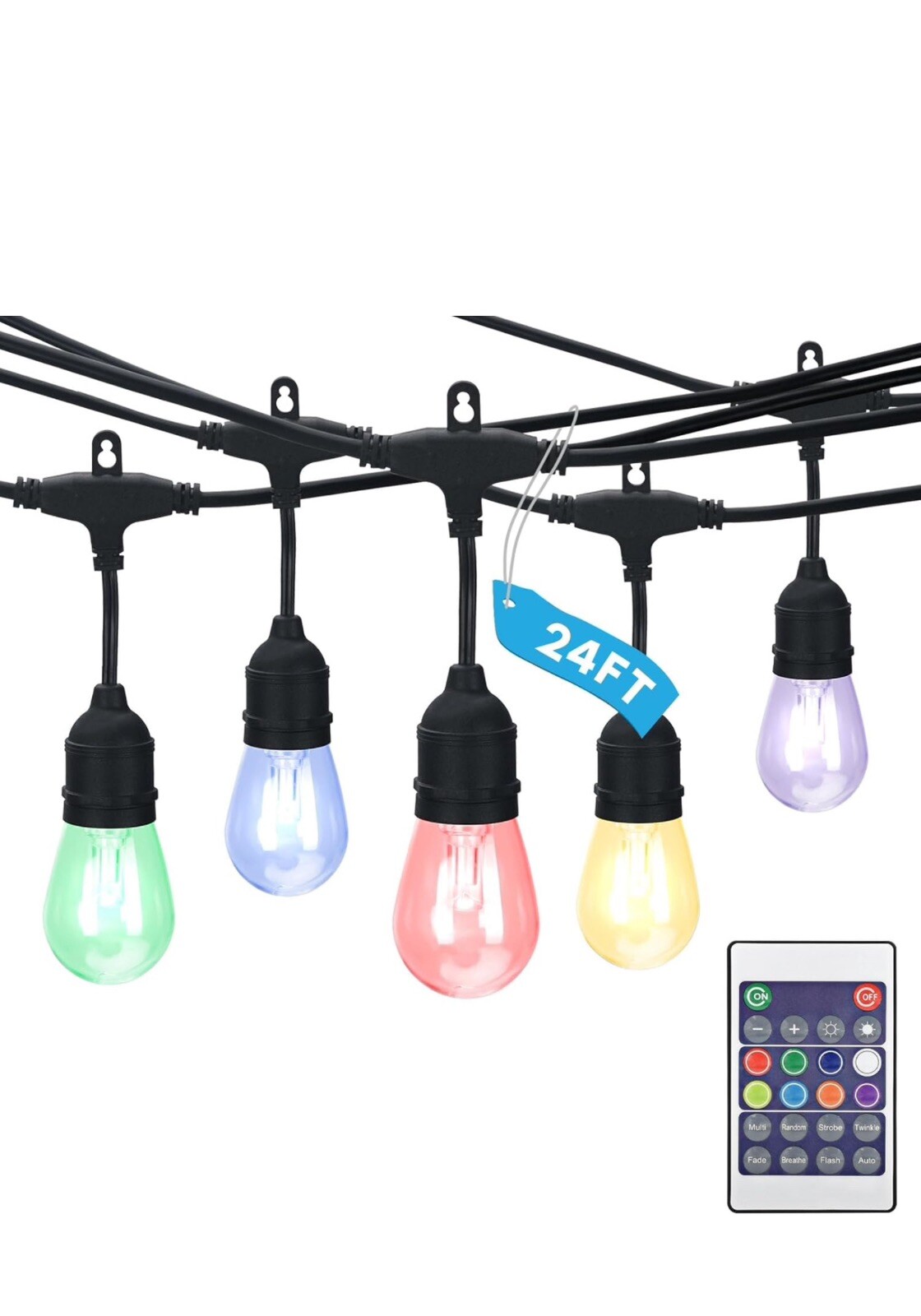 Luxrite 24FT LED RGBW Outdoor String Lights Remote Control Commercial Grade gallery