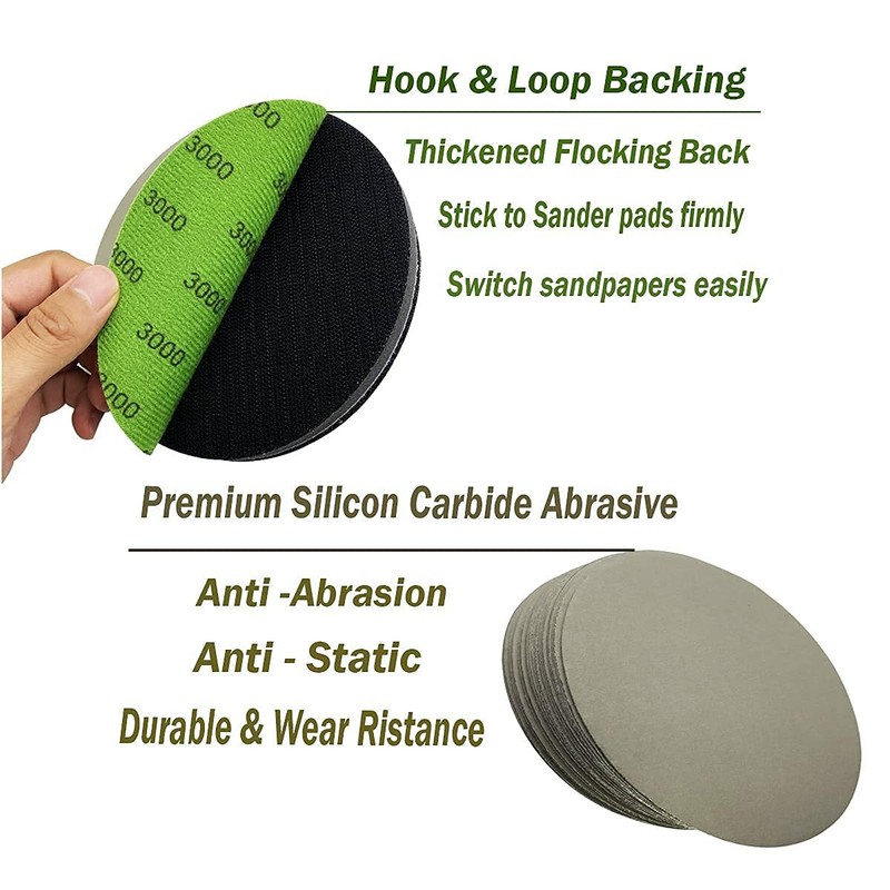 6 inch Hook Loop Sanding Discs 3000 4000 5000 7000 10000 Grit Wet Dry Sandpaper gallery