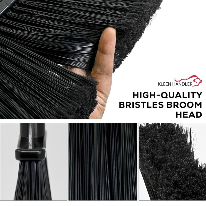 38" Upright Lobby Broom and Dustpan Set for Home & Commercial Use, Black, 1 Set gallery