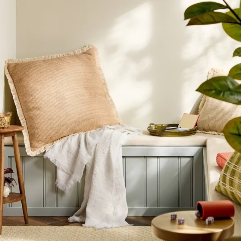 Woven Grid Throw Blanket Cream gallery
