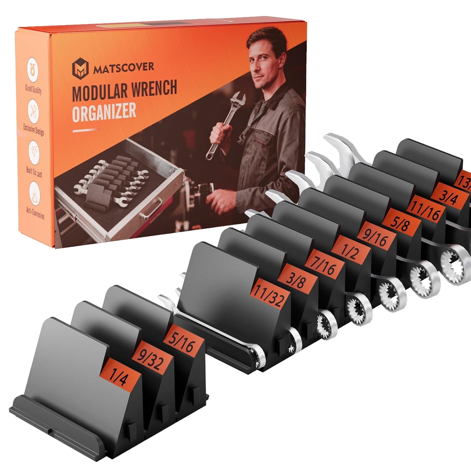 32 Piece Modular Wrench Organizer Tool Storage Solution Holder Wrench Tool gallery