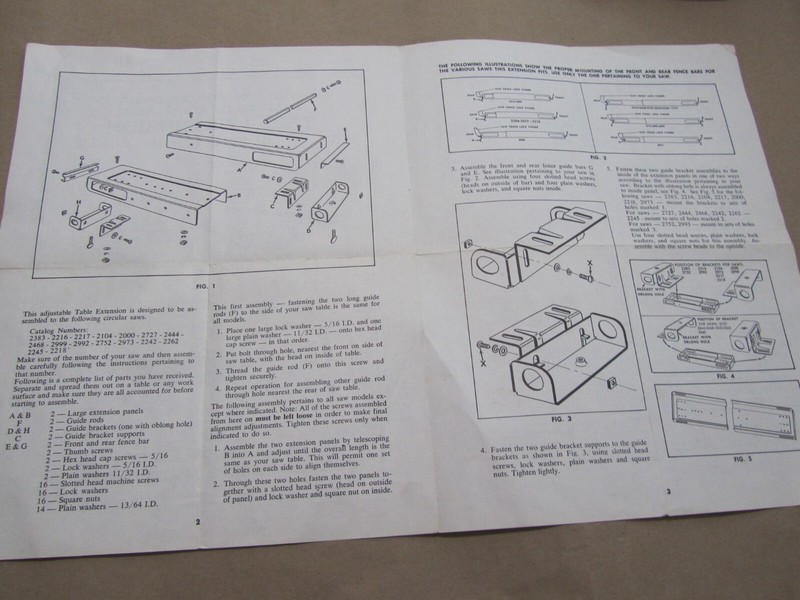 Assembly Instructions Craftsman Adjustable Table Saw Extension Cat. No. 99-2178 gallery