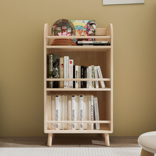 Pine Solid Wood Bookshelf 19.69"W×36.61"H Modern Farmhouse Shelf for Living Room