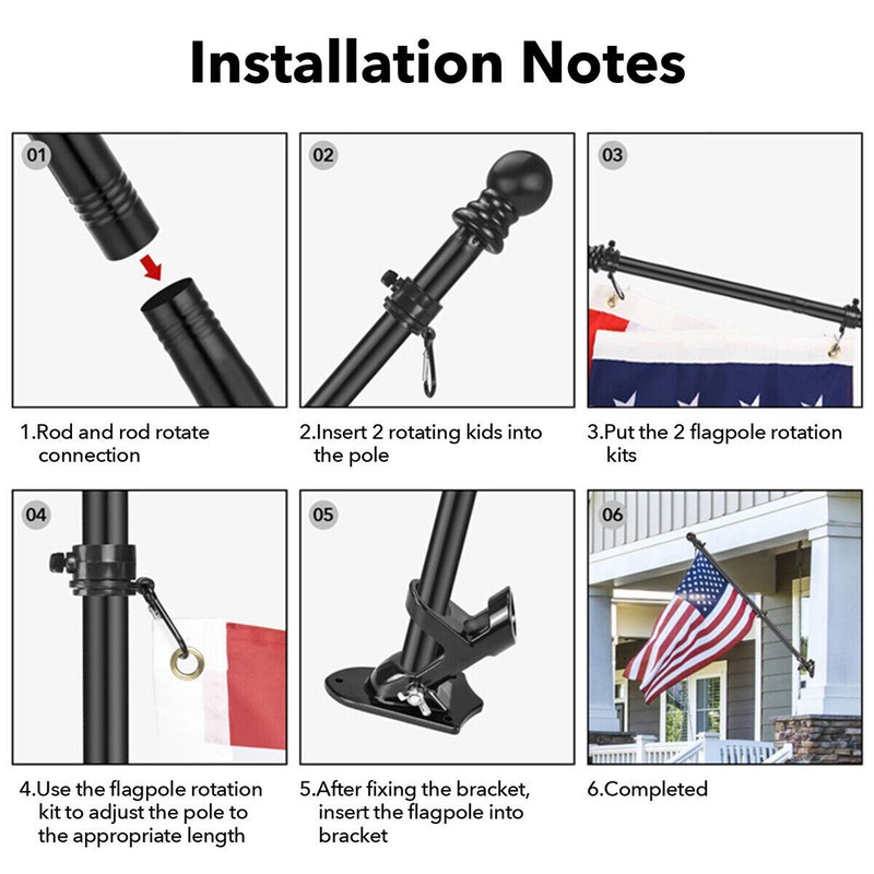 1/2Pack Flag Pole Kit 6Ft Flag Pole House Porch Holder Wall Mounting Bracket gallery