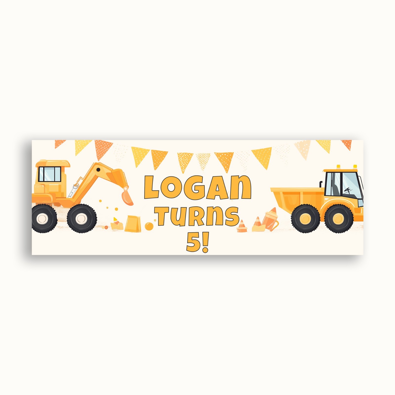 Construction Birthday Banner Diggers and Trucks Party Decor Custom Name Sign gallery