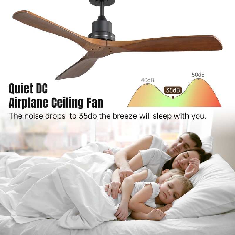 Sofucor 52in Solid Wood Ceiling Fan w/Remote High CFM Ceiling Fan Indoor Outdoor gallery