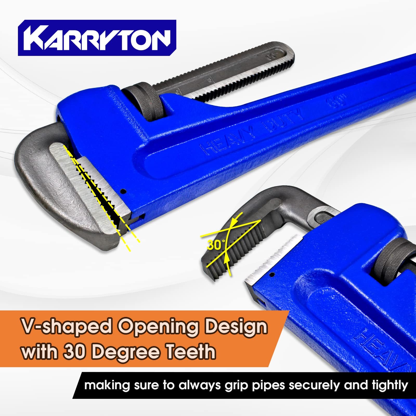 Pipe Wrench 60 Inch Adjustable Heavy Duty Cr Mo 228mm KT-PW KARRYTON Cast gallery