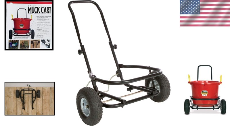 Adjustable Muck Cart with Pneumatic Wheels - 350 lbs Capacity, Foldable Design gallery