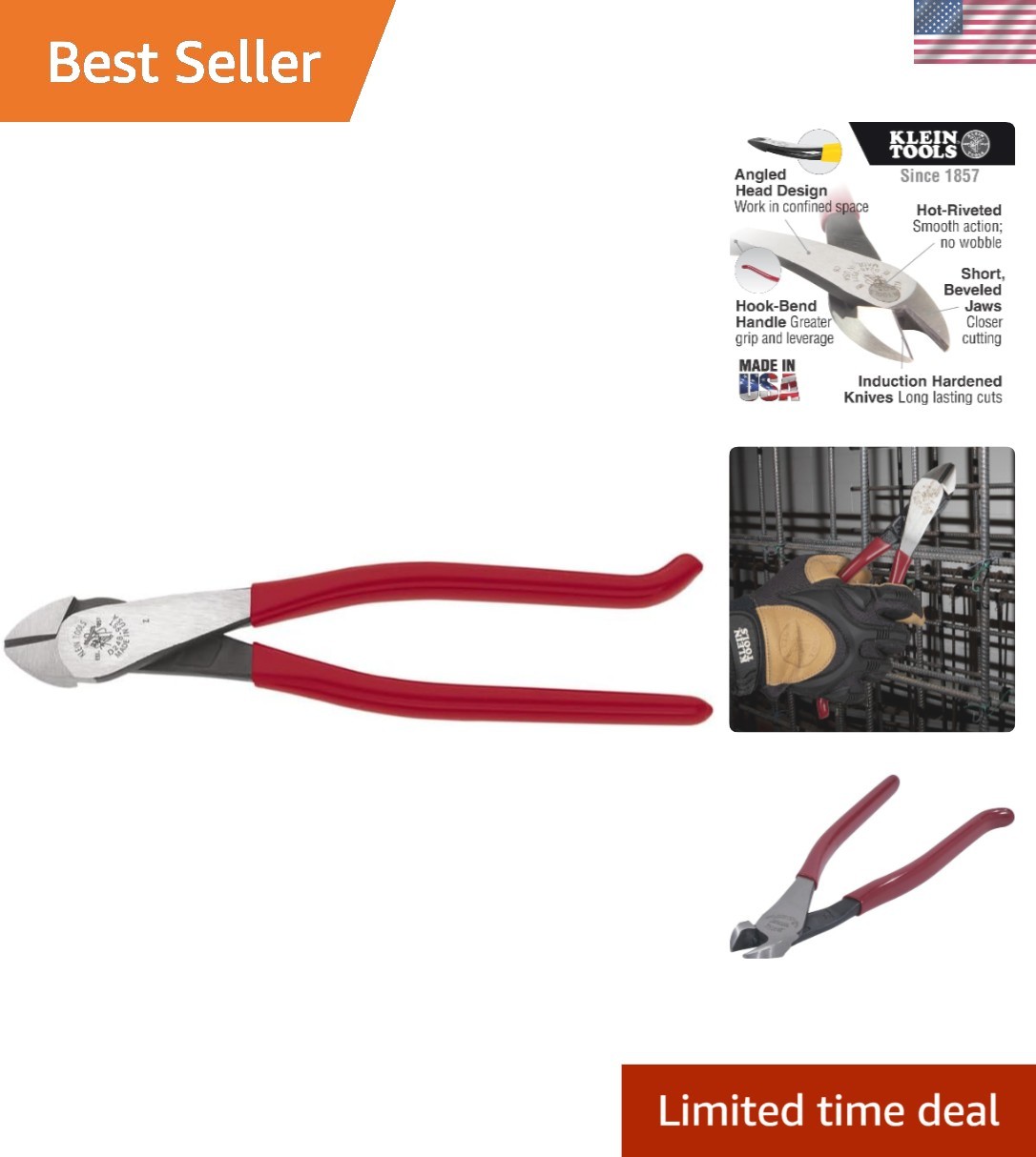 Professional 9-Inch High-Leverage Diagonal Cutters with Angled Head Design gallery
