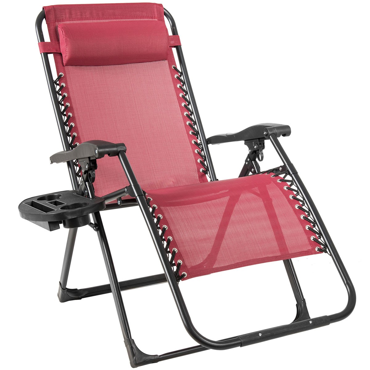 Zero Gravity Chair Oversize Lounge Chair Patio Heavy Duty Folding Recliner Red gallery
