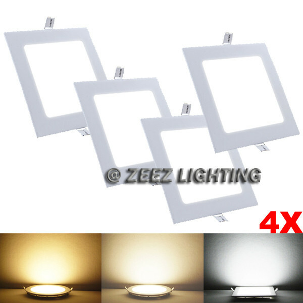 4X Natural White 15W Square LED Dimmable Recessed Ceiling Panel Down Light Lamp gallery