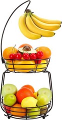2 Tier Fruit Bowl, Stackable Fruit Basket-Vegetable Holder, Large Capacity Thick