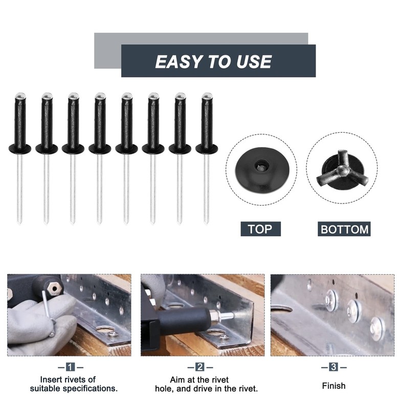 5/32" x 3/4" Tri Grip Rivets Assortment - x 3/4", Black gallery
