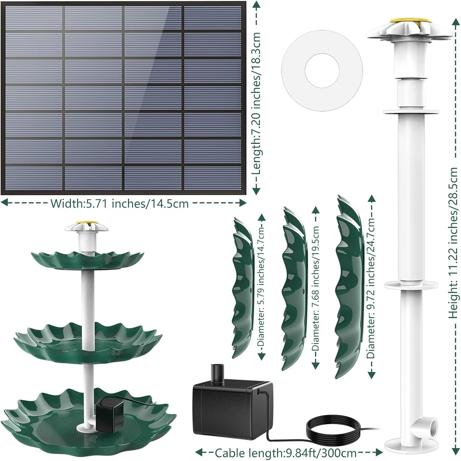 Solar Fountain Pump, 3.5w Solar Power Fountain with 3 Tiered Water Fountain,g gallery