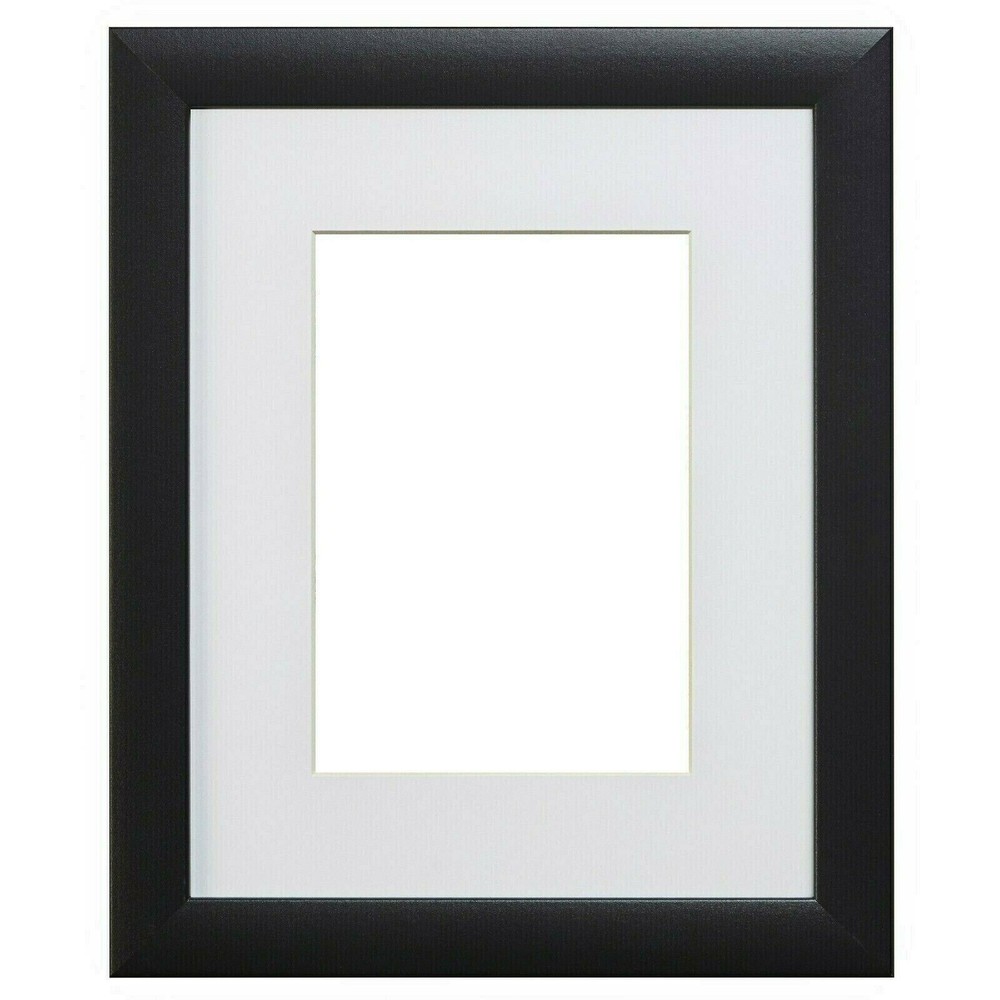 US Art Frames 24x18 White Mat & Black 1" Flat Frame, Mat to Display 19x13 Photo