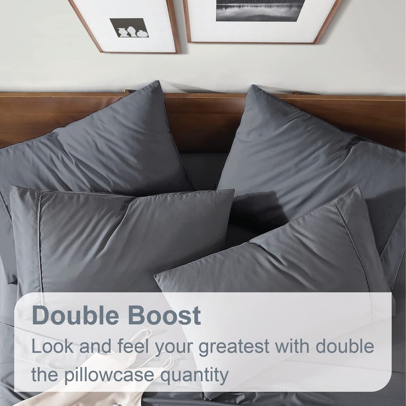 Swift Home Queen Ultra-Soft Brushed Microfiber 6-Piece Bed Sheet Queen, Grey gallery
