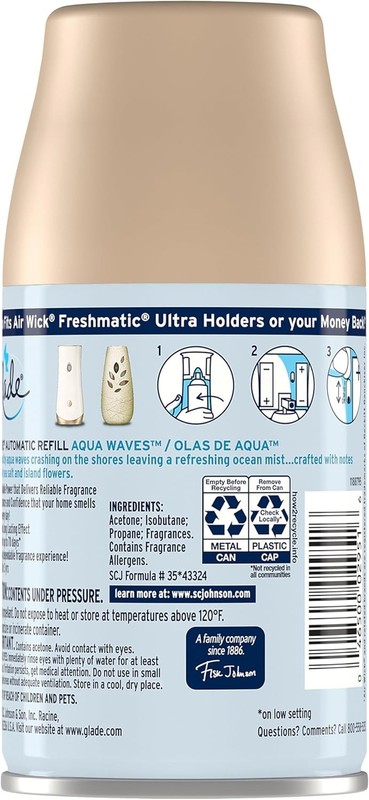 Glade Automatic Spray Refill, Air Freshener for Home and Bathroom, Aqua Waves, 6 gallery