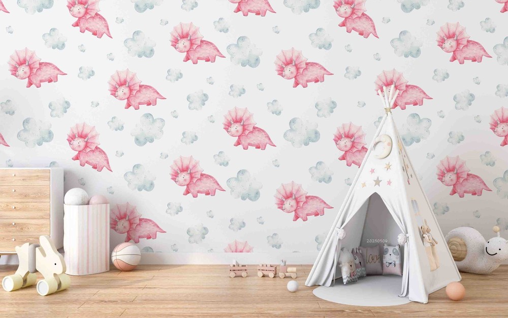 3D Dinosaur Clouds Cartoon Pattern Wallpaper Wall Murals Removable Wallpaper