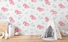 3D Dinosaur Clouds Cartoon Pattern Wallpaper Wall Murals Removable Wallpaper