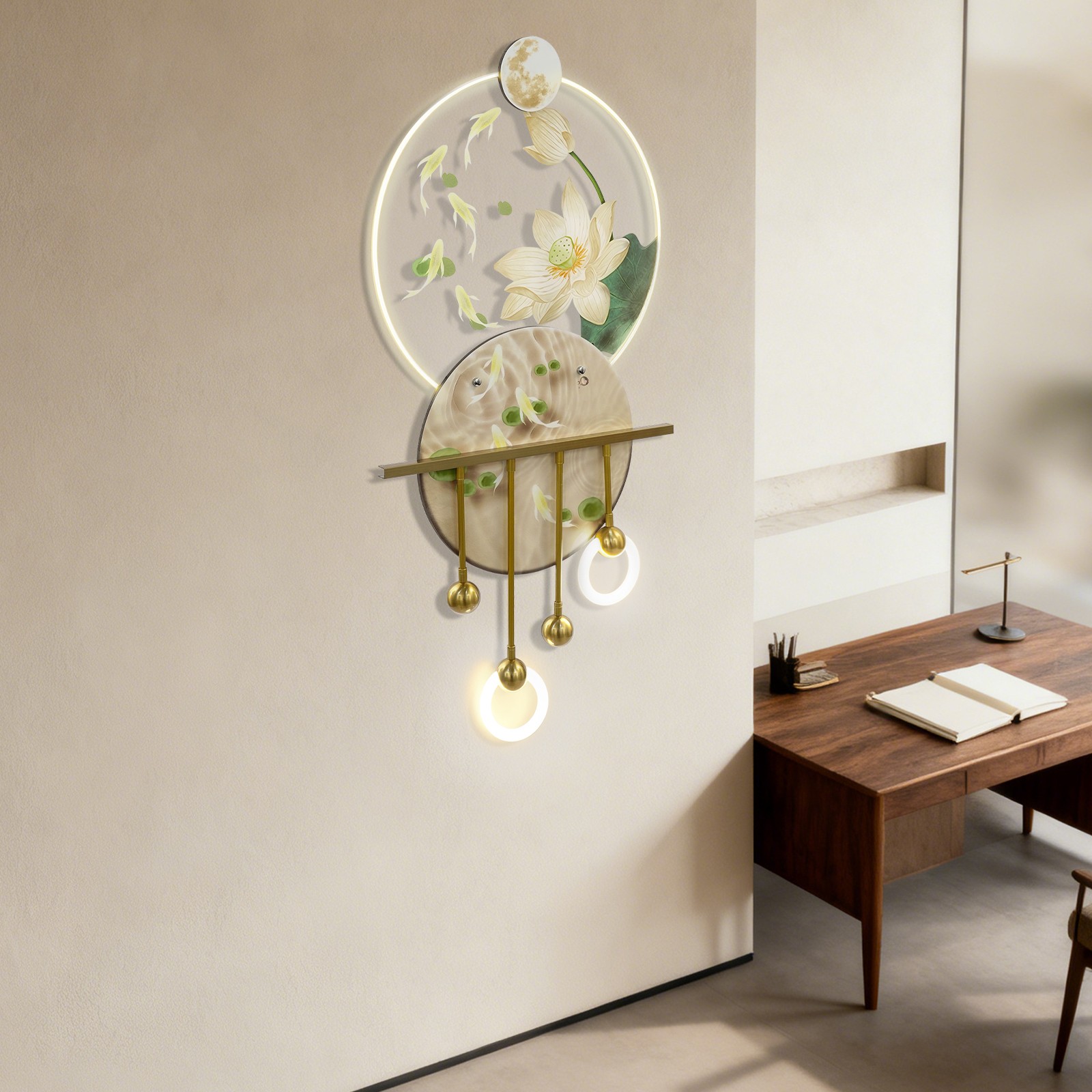 Modern Chinese Style LED Light Decor Wall Art 3D Art Wall Decor w/Remote Control gallery