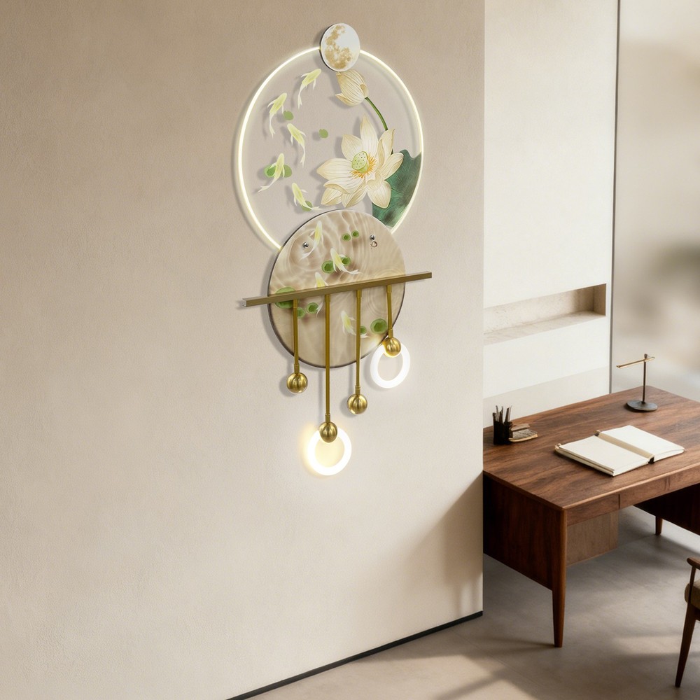 Modern Chinese Style LED Light Decor Wall Art 3D Art Wall Decor w/Remote Control