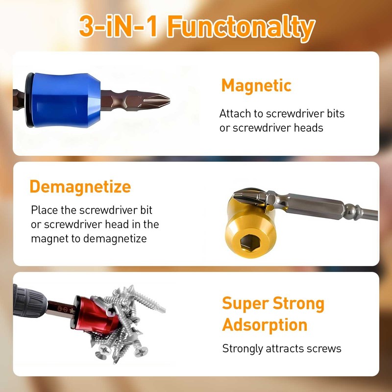 5x Magnetic Screw Ring Holder for Drill Bit & Screwdriver Strong Grip Anti-Slip gallery