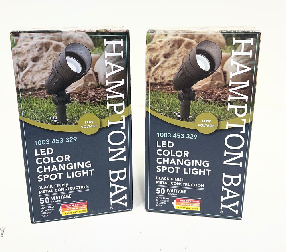2PK Hampton Bay Low Voltage Black Adjustable Light Color Outdoor Spot Light