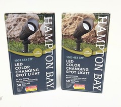 2PK Hampton Bay Low Voltage Black Adjustable Light Color Outdoor Spot Light