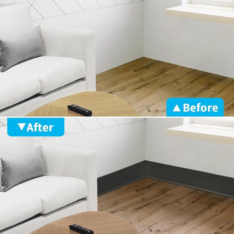 Flexible Wall Baseboard Molding Trim, 4 Inch X 20 Feet Peel and Stick Vinyl Wall gallery