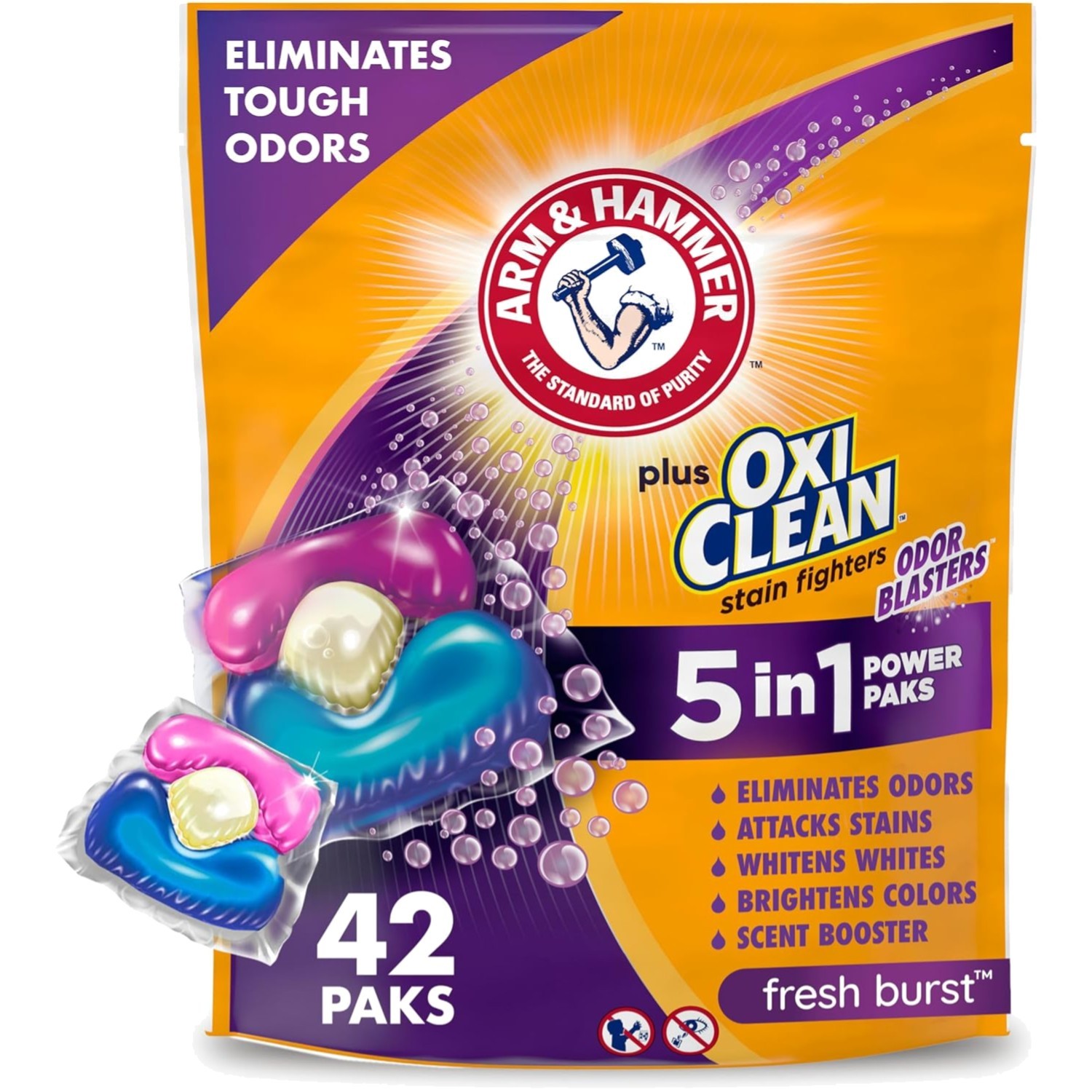 Laundry Detergent Paks Concentrated Odor Remover Stain Fighter Fresh Scent gallery