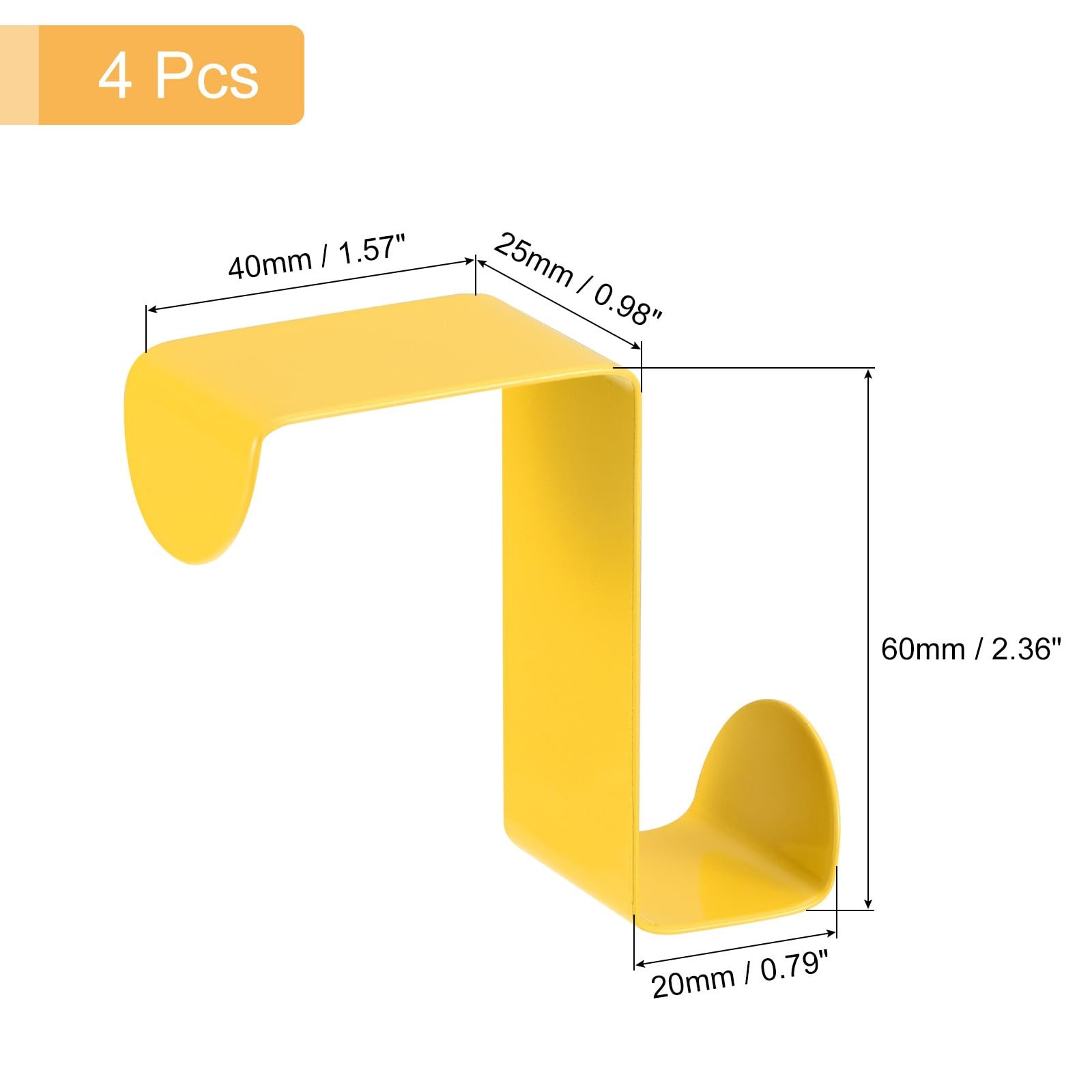 uxcell Over The Door Hooks, 4pcs - Stainless Steel Hangers Yellow gallery