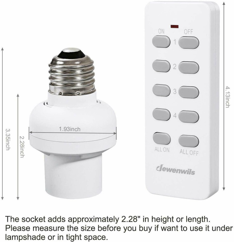 DEWENWILS Wireless Remote Control Light Lamp Socket E26/E27 Bulb Holder Base gallery
