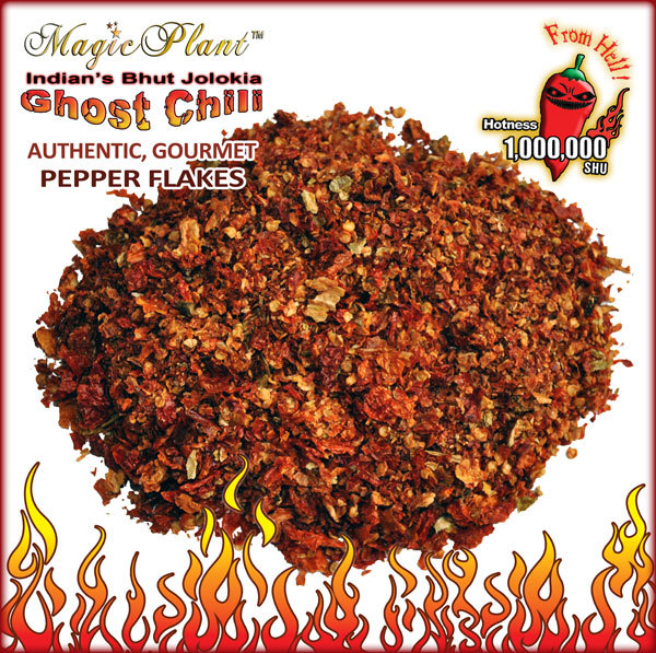 Smoked Ghost Pepper Flakes | Super Hot Bhut Jolokia Crushed Chili - (4 sizes)