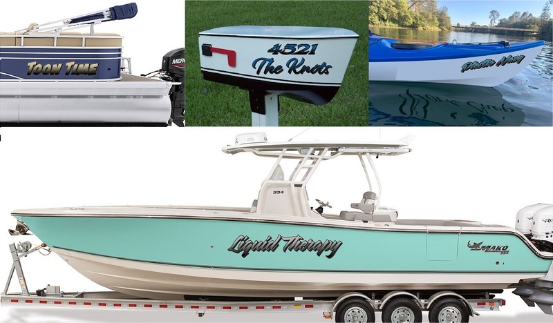 Boat Name Decal 2x12" / Custom Hull Graphic / Premium Marine Vinyl Lettering GRB gallery