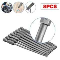 8pcs T8-T40 Torx Screwdriver Bit Set Hex Security Magnetic Head 100MM Extra Long