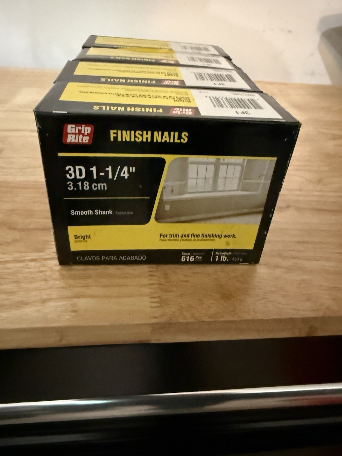 Grip-Rite 3D 1-1/4" Bright Finish Nails Lot of 4 Boxes 1 lb Each Trim 3F1 4 lbs gallery