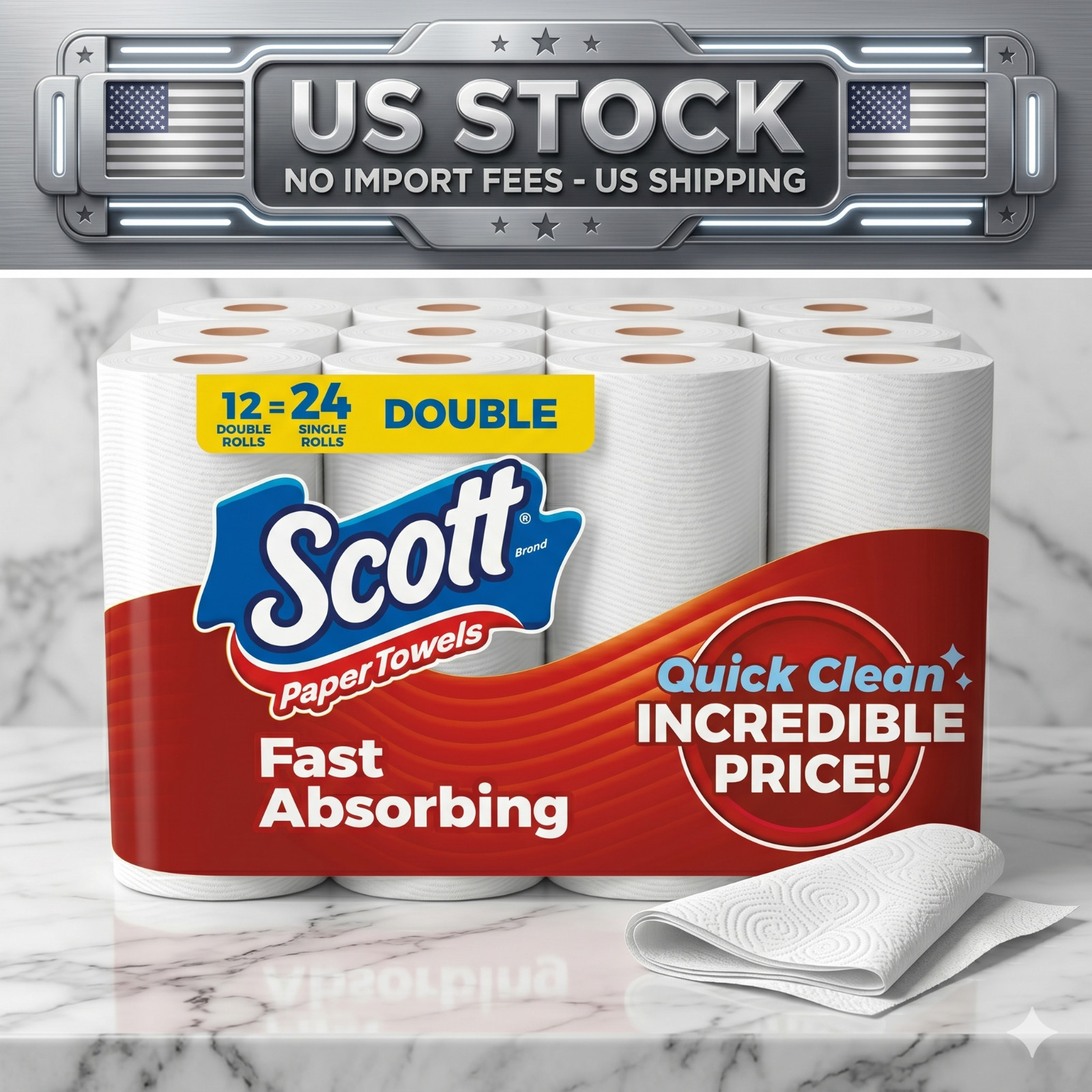 Scott Paper Towels Choose-A-Sheet 12 Double Rolls White Kitchen gallery