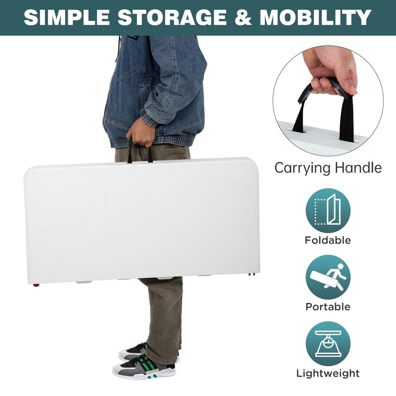Fdw 34 Square Outdoor Dining Table Foldable Portable Plastic Folding Card Table gallery
