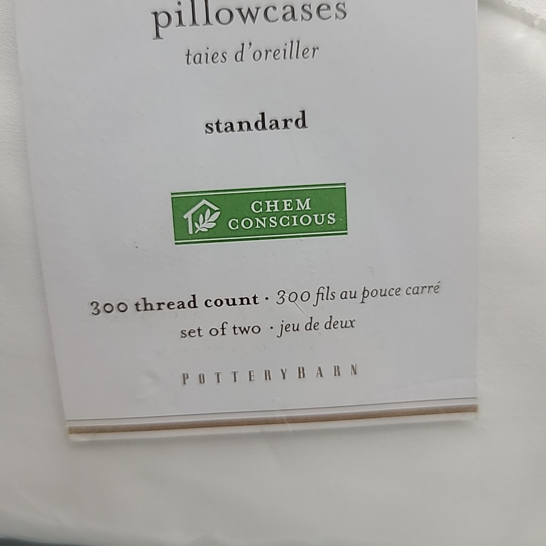 NEW Pottery Barn PB Essential Standard Pillowcases Set/2, 300 TC White New gallery
