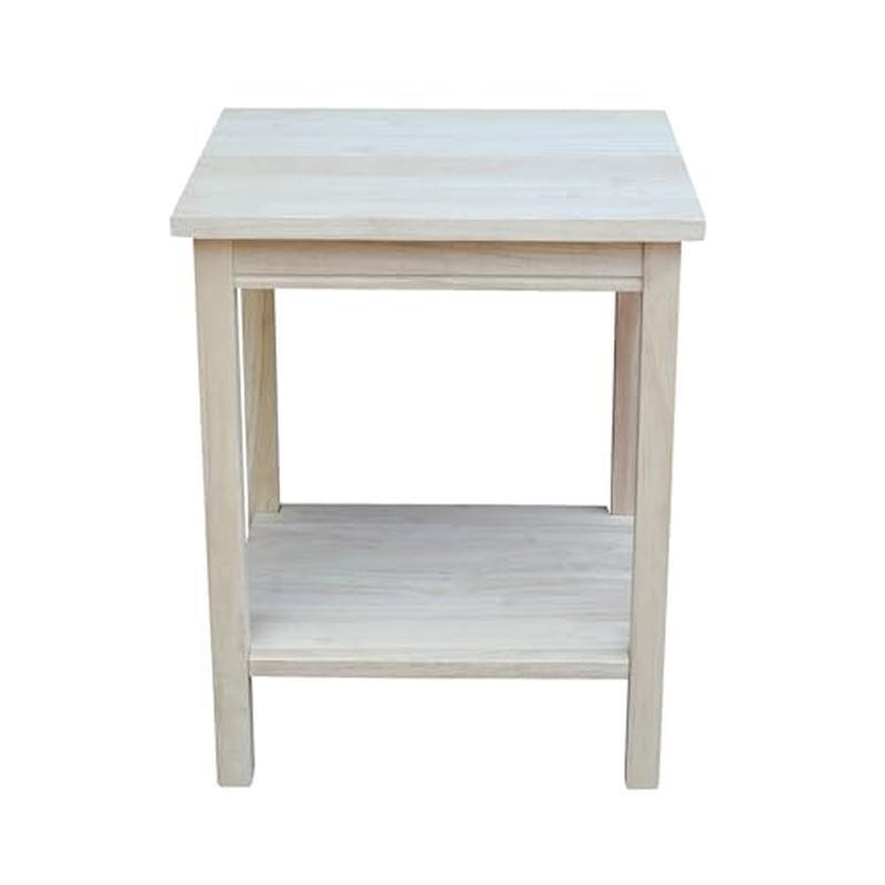 Unfinished Accent Table Durable Hardwood Ready Assemble Rubber Wood Furniture US gallery