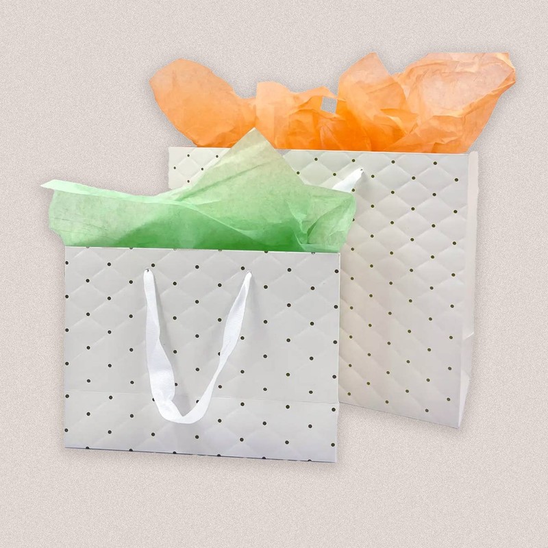 Ivory dot wavy surface gift bag w/ tissue: Small gallery