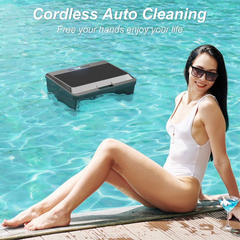 Robotic Pool Vacuum Cleaner, Solar Pool Skimmer for Inground Above Ground Pools gallery