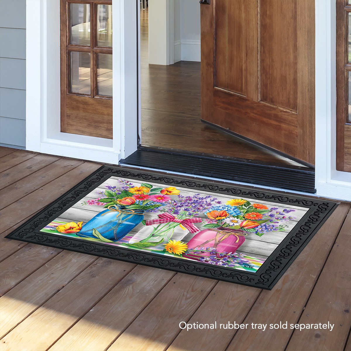 Briarwood Lane Spring Floral Jars Rustic Doormat 30x18 gallery